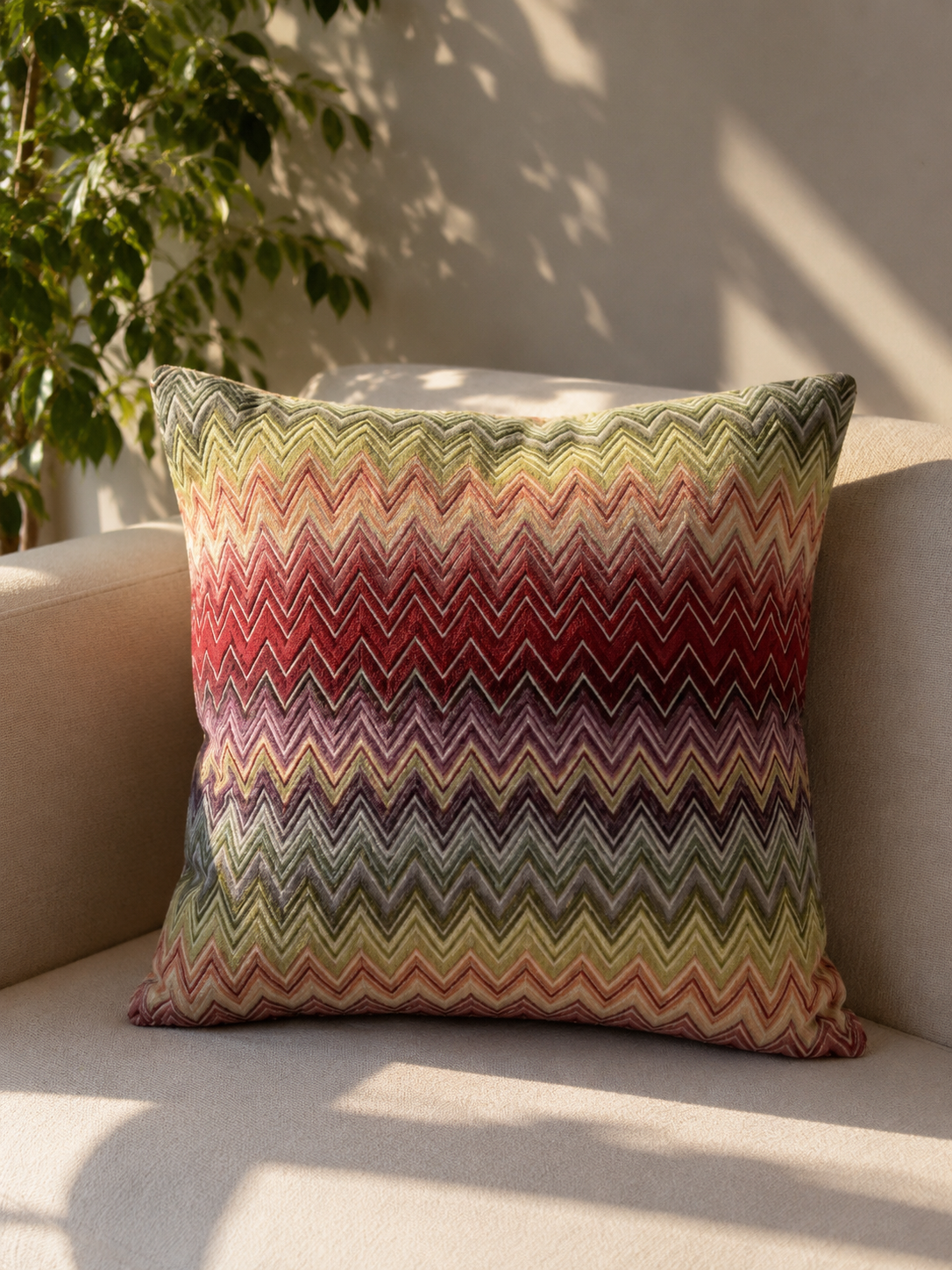 Federa Copricuscino Gobelin Zig Zag con Zip e Imbottitura | Handmade Throw Pillow Cover | Cuscino Decorativo Artigianale | Made in Italy
