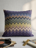 Federa Copricuscino in Tessuto Gobelin Zig Zag con Zip e Imbottitura