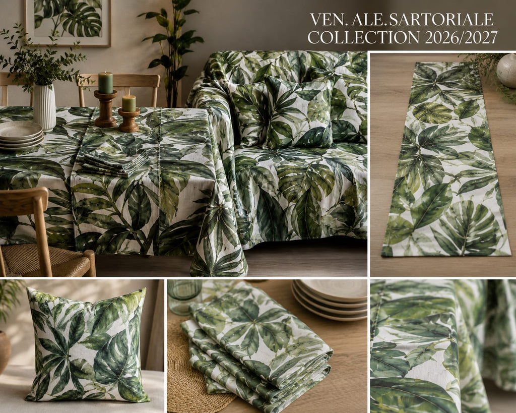 Collezione Botanica in Cotone Sartoriale - Cuscini, Runner e Tovaglioli Made in Italy